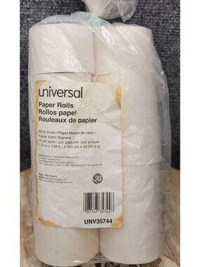 Universal Bond Paper Rolls 1.75"x138' for POS/Calculator UNV35744 10 Rolls White